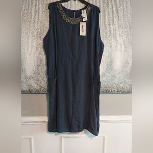 Elegant Navy Blue Sleeveless Dress